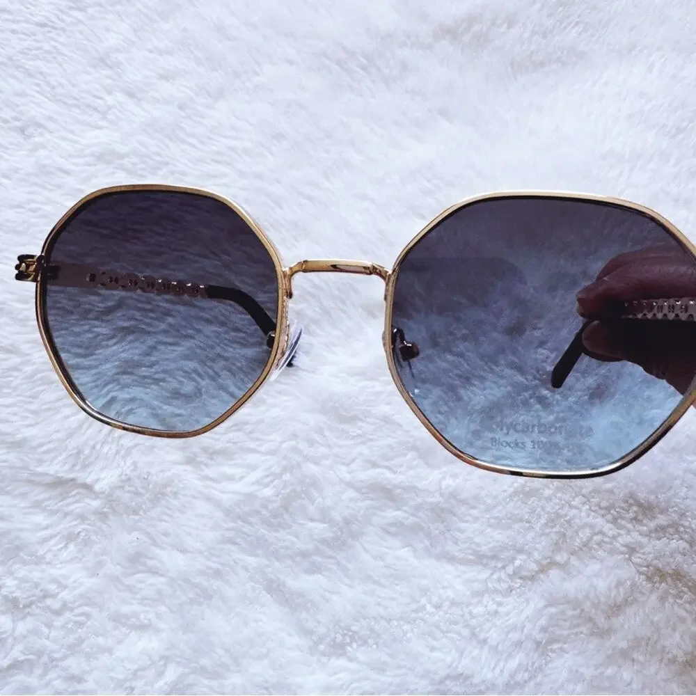 Phoebe Dark Blue Geometric Sunglasses